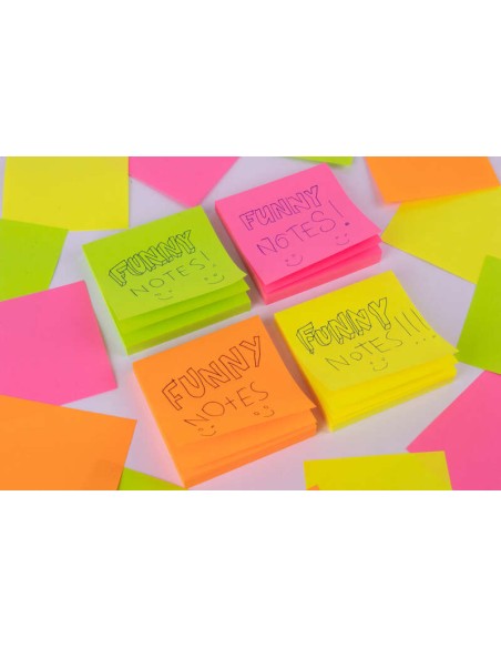 Bloco de 100 Notas Adhesivas Funny 75x75mm - Adesivo de Qualidade - Cor Laranja Fluorescente
