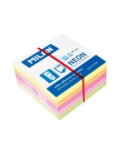 Milan Bloco de 250 Notas Adesivas Neon Mini - Removíveis - Medidas 50mm x 50mm - Cores Sortidas