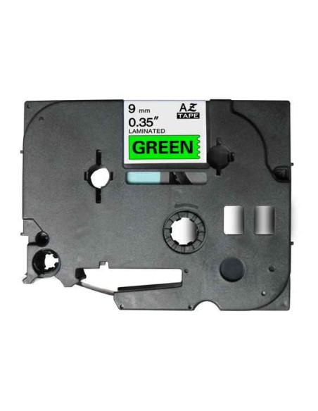 Brother TZe721 Fita Laminada Genérica de Etiquetas - Texto preto sobre fundo verde - Largura 9mm x 8 metros