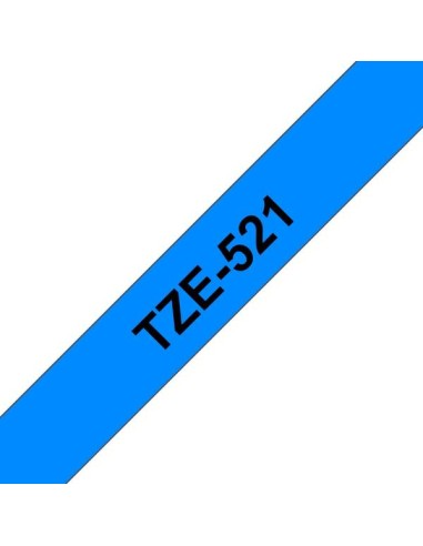 Brother TZe521 Fita Laminada Genérica de Etiquetas - Texto preto sobre fundo azul - Largura 9mm x 8 metros