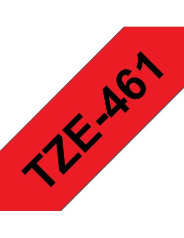 Fita Laminada Genérica de Etiquetas Brother TZe461 - Texto preto sobre fundo vermelho - Largura 36mm x 8 metros
