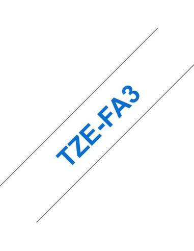 Fita Têxtil Genérica Brother TZeFA3 - Texto azul sobre fundo branco - Largura 12mm x 3 metros