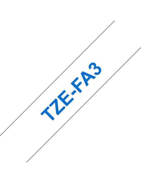 Fita Têxtil Genérica Brother TZeFA3 - Texto azul sobre fundo branco - Largura 12mm x 3 metros