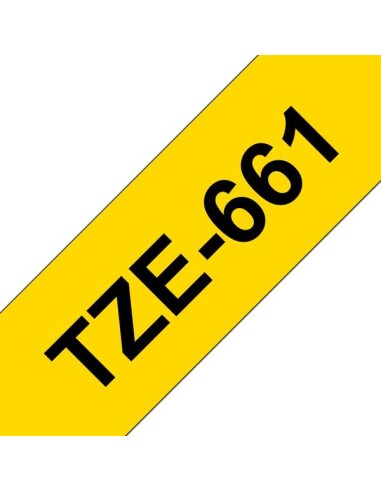 Brother TZe661 Fita Laminada Genérica de Etiquetas - Texto preto sobre fundo amarelo - Largura 36mm x 8 metros