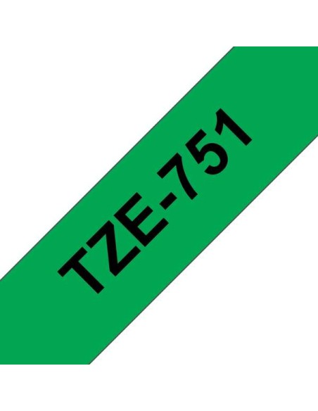 Fita Laminada Genérica de Etiquetas Brother TZe751 - Texto preto sobre fundo verde - Largura 24mm x 8 metros