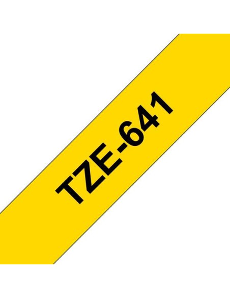 Brother TZe641 Fita Laminada Genérica de Etiquetas - Texto preto sobre fundo amarelo - Largura 18mm x 8 metros