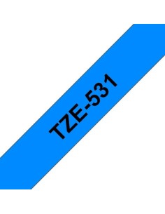 Brother TZe531 Fita Laminada Genérica de Etiquetas - Texto preto sobre fundo azul - Largura 12mm x 8 metros 2