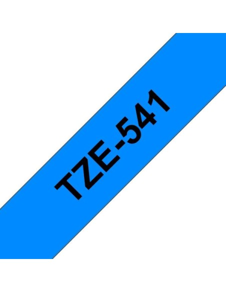 Brother TZe541 Fita Laminada Original de Etiquetas - Texto preto sobre fundo azul - Largura 18mm x 8 metros