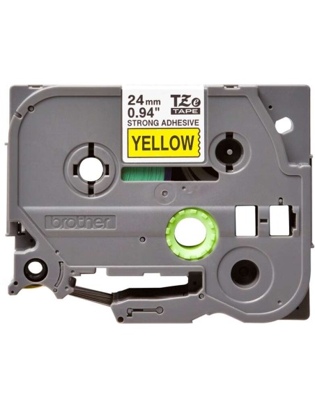 Brother TZeS651 Fita Laminada Super Adesiva Original de Etiquetas - Texto preto sobre fundo amarelo - Largura 24mm x 8 metros