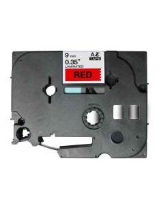 Brother TZe421 Fita Laminada Genérica de Etiquetas - Texto preto sobre fundo vermelho - Largura 9mm x 8 metros