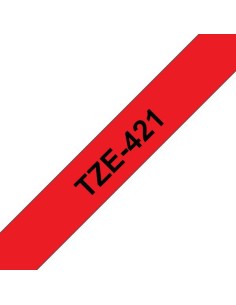 Brother TZe421 Fita Laminada Genérica de Etiquetas - Texto preto sobre fundo vermelho - Largura 9mm x 8 metros 2