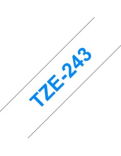 Brother TZe243 Fita Laminada Genérica de Etiquetas - Texto azul sobre fundo branco - Largura 18mm x 8 metros