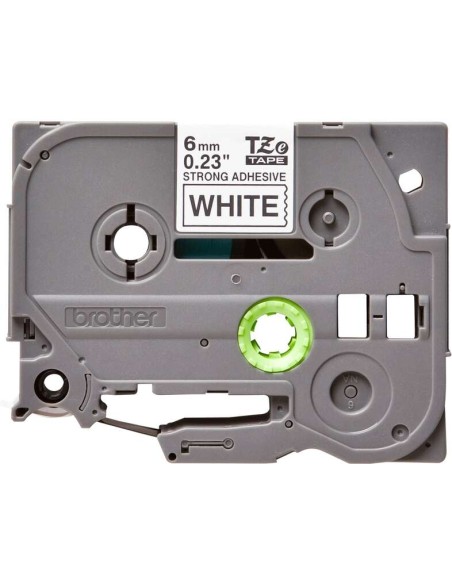 Brother TZeS211 Fita Laminada Super Adesiva Original de Etiquetas - Texto preto sobre fundo branco - Largura 6mm x 8 metros