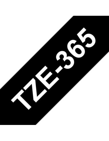 Brother TZe365 Fita Laminada Genérica de Etiquetas - Texto branco sobre fundo preto - Largura 36mm x 8 metros