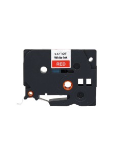 Brother TZe435 Fita Laminada Genérica de Etiquetas - Texto branco sobre fundo vermelho - Largura 12mm x 8 metros