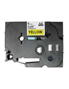 Brother TZe611 Fita Laminada Genérica de Etiquetas - Texto preto sobre fundo amarelo - Largura 6mm x 8 metros
