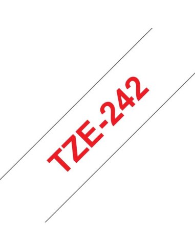Brother TZe242 Fita Laminada Genérica de Etiquetas - Texto vermelho sobre fundo branco - Largura 18mm x 8 metros