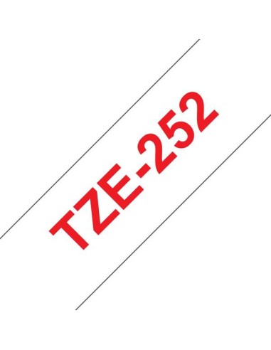 Brother TZe252 Fita Laminada Genérica de Etiquetas - Texto vermelho sobre fundo branco - Largura 24mm x 8 metros