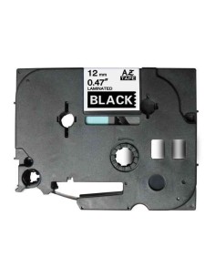 Fita Laminada Genérica de Etiquetas Brother TZe335 - Texto branco sobre fundo preto - Largura 12mm x 8 metros