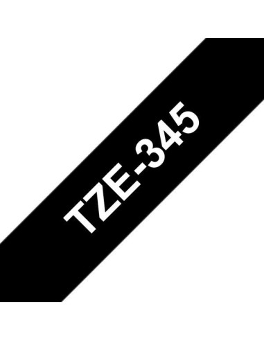 Fita Laminada Genérica de Etiquetas Brother TZe345 - Texto branco sobre fundo preto - Largura 18mm x 8 metros