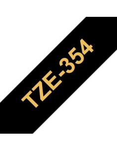 Fita Laminada Genérica de Etiquetas Brother TZe354 - Texto dourado sobre fundo preto - Largura 24mm x 8 metros