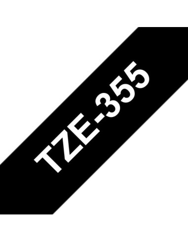 Fita Laminada Genérica de Etiquetas Brother TZe355 - Texto branco sobre fundo preto - Largura 24mm x 8 metros