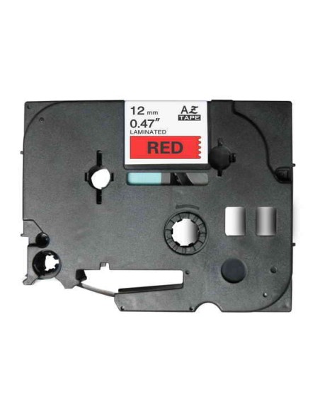 Brother TZe431 Fita Laminada Genérica de Etiquetas - Texto preto sobre fundo vermelho - Largura 12mm x 8 metros