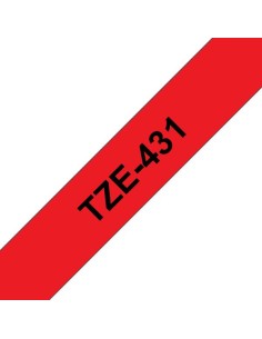 Brother TZe431 Fita Laminada Genérica de Etiquetas - Texto preto sobre fundo vermelho - Largura 12mm x 8 metros 2