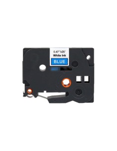 Brother TZe535 Fita Laminada Genérica de Etiquetas - Texto branco sobre fundo azul - Largura 12mm x 8 metros