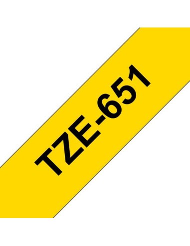 Brother TZe651 Fita Laminada Genérica de Etiquetas - Texto preto sobre fundo amarelo - Largura 24mm x 8 metros