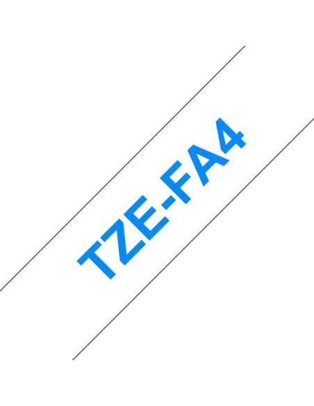 Fita Têxtil Genérica de Etiquetas Brother TZeFA4 - Texto azul sobre fundo branco - Largura 18mm x 3 metros