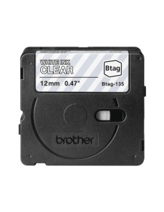 Brother Btag-135 Fita 12mm - Texto Branco sobre Fundo Transparente - Medidas 12mmx4 Metros - Adequada para PTN10, PTN20, PTN25B 2