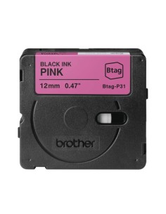 Brother Btag-P31 Fita 12mm - Texto Preto sobre Fundo Rosa - Medidas 12mmx4 Metros - Compatível com PTN10, PTN20, PTN25BT 2