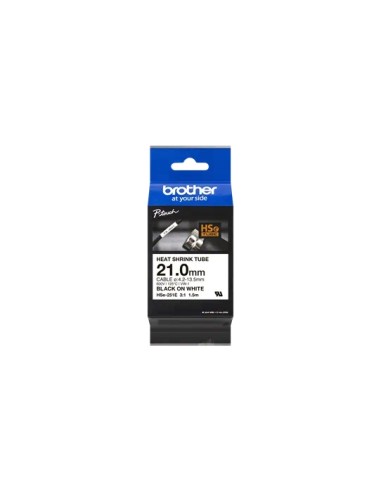 Brother HSe251E Fita Tubo Termorretrátil Original de Etiquetas para Cabos - Texto Preto sobre Fundo Branco - Largura 21mm x 1.5