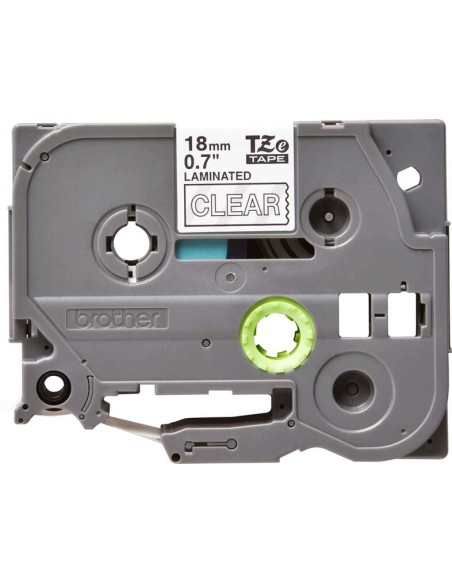Brother TZe145 Fita Laminada Original de Etiquetas - Texto branco sobre fundo transparente - Largura 18mm x 8 metros