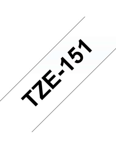 Brother TZe151 Fita Laminada Original de Etiquetas - Texto preto sobre fundo transparente - Largura 24mm x 8 metros