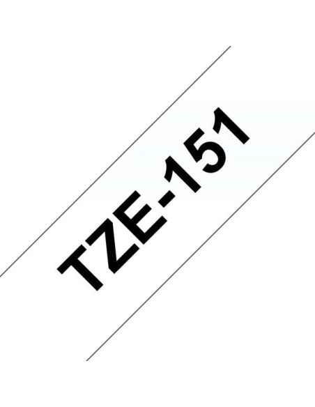 Brother TZe151 Fita Laminada Original de Etiquetas - Texto preto sobre fundo transparente - Largura 24mm x 8 metros