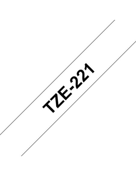 Fita Laminada Original Brother TZe221 para Etiquetas - Texto preto sobre fundo branco - Largura 9mm x 8 metros
