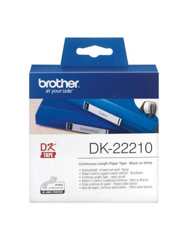 Brother DK22210 - Etiquetas Originais de Tamanho personalizado - Largura 29mm x 30,48 metros - Texto preto sobre fundo branco