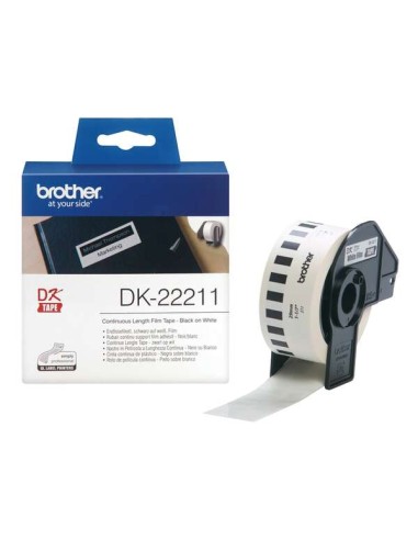 Brother DK22211 - Etiquetas Originais de Tamanho personalizado - Largura 29mm x 15,24 metros - Texto preto sobre fundo branco