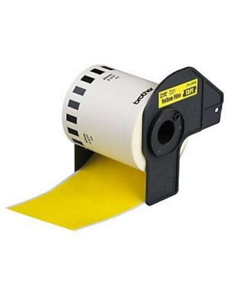 Brother DK22606 - Etiquetas Genéricas de Tamanho personalizado - Largura 62mm x 15,24 metros - Texto preto sobre fundo amarelo