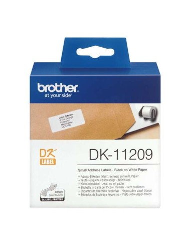 Brother DK11209 - Etiquetas Originais Pré-cortadas de Endereço Pequenas - 29x62 mm - 800 Unidades - Texto preto sobre fundo bra