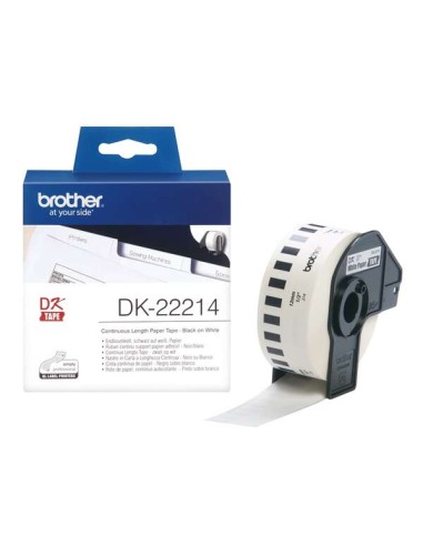 Brother DK22214 - Etiquetas Originais de Tamanho personalizado - Largura 12mm x 30,48 metros - Texto preto sobre fundo branco