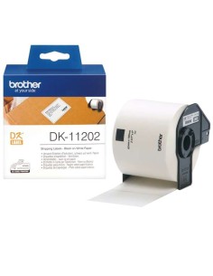 Brother DK11202 - Etiquetas Originais Pré-Cortadas para Envio - 62x100 mm - 300 Unidades - Texto preto sobre fundo branco