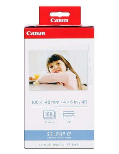Canon KP-108IN Pacote de Tinta Original e 108 Folhas Papel Fotográfico, 100x148 mm - 3115B001