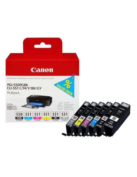 Canon PGI550/CLI551 Conjunto de 6 Cartuchos de Tinta Originais - 6496B005