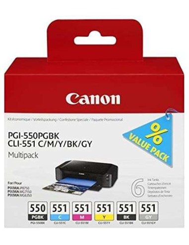 Canon PGI550/CLI551 Conjunto de 6 Cartuchos de Tinta Originais - 6496B005