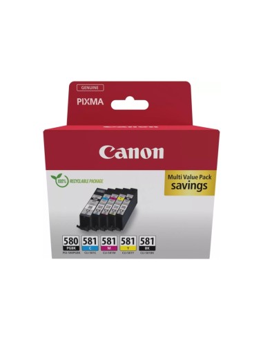Canon PGI580/CLI581 Pacote de 5 Cartuchos de Tinta Originais - 2078C007