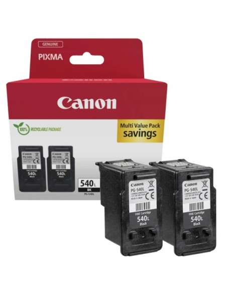 Canon PG540L Preto Pack de 2 Cartuchos de Tinta Originais - 5224B001/5224B010/5224B011/5222B004/5222B005/5222B001/5224B020