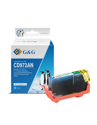 G&G HP 920XL Ciano Cartucho de Tinta Genérico - Substitui CD972AE